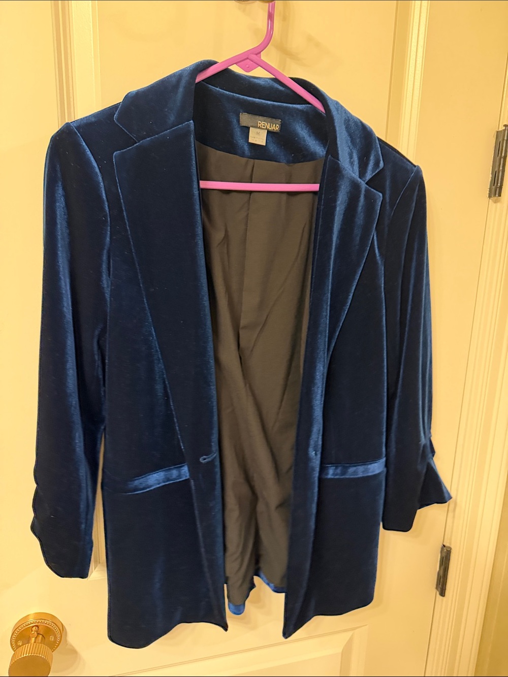 Renuar Navy Velvet Blazer Jacket